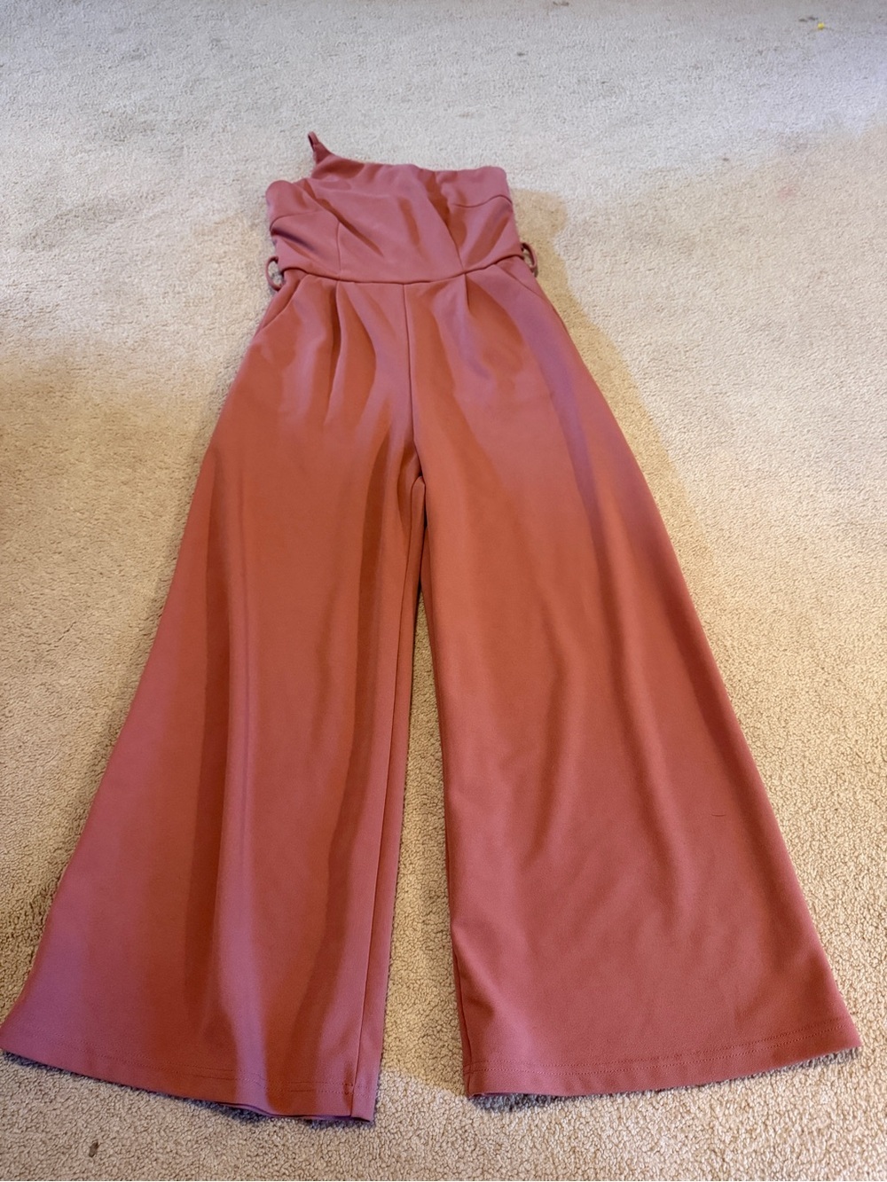 Wide-Leg Rust Pink Single Strap Jumpsuit